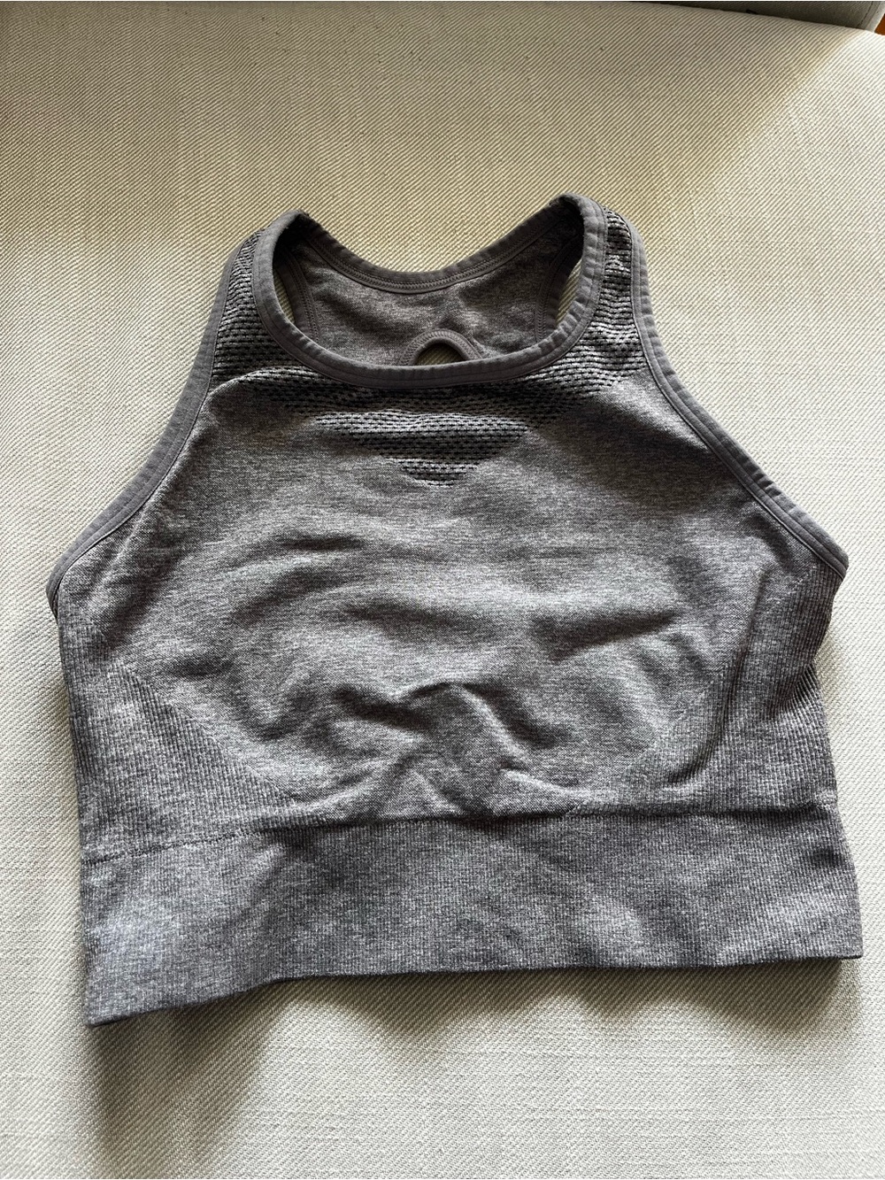 Zella Heather Gray High-Neck Seamless Sports Bra